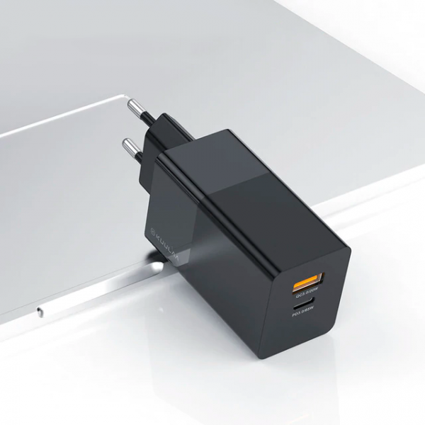 Зарядное KUULAA GaN QC4.0 Type-C+USB 65W EU black
