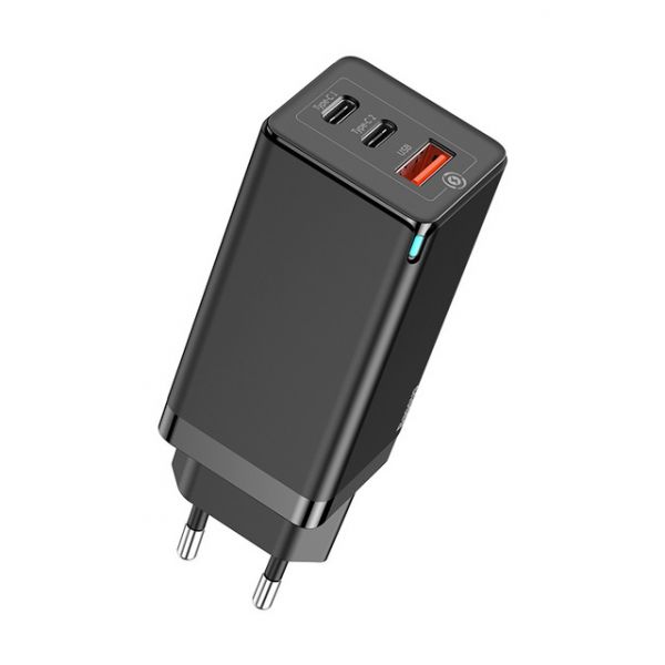 Зарядное Baseus GaN Mini QC Travel Charger 2xType-C+USB 65W EU black