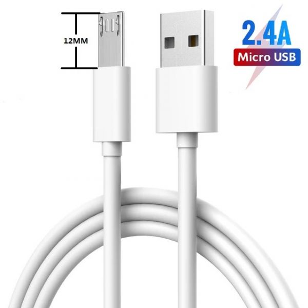 Кабель зарядный 1м USB - Micro USB с удлиненным штекером 12мм Усиленный  OEM