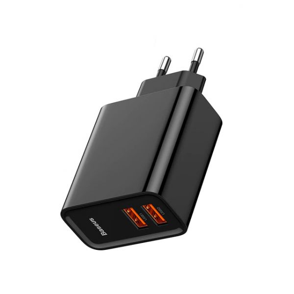 Зарядное Baseus Speed Dual QC3.0 USB+USB 30W EU black